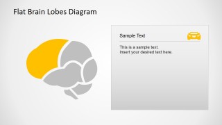 Cross sectional frontal brain lobe map with icons