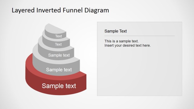 3D Funnel Diagram with Custom-Drawn PPT slide