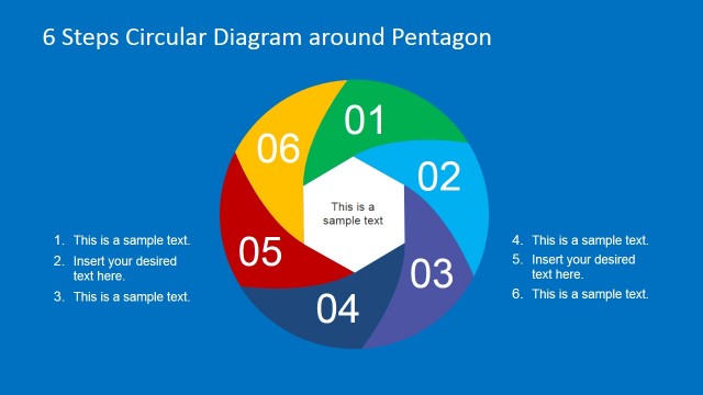 6 Steps Circular PowerPoint Diagram Pentagon Center