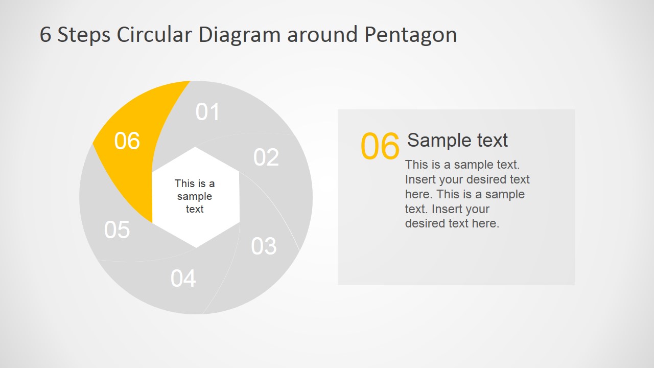 6 Steps Circular PowerPoint Diagram Pentagon Center - SlideModel