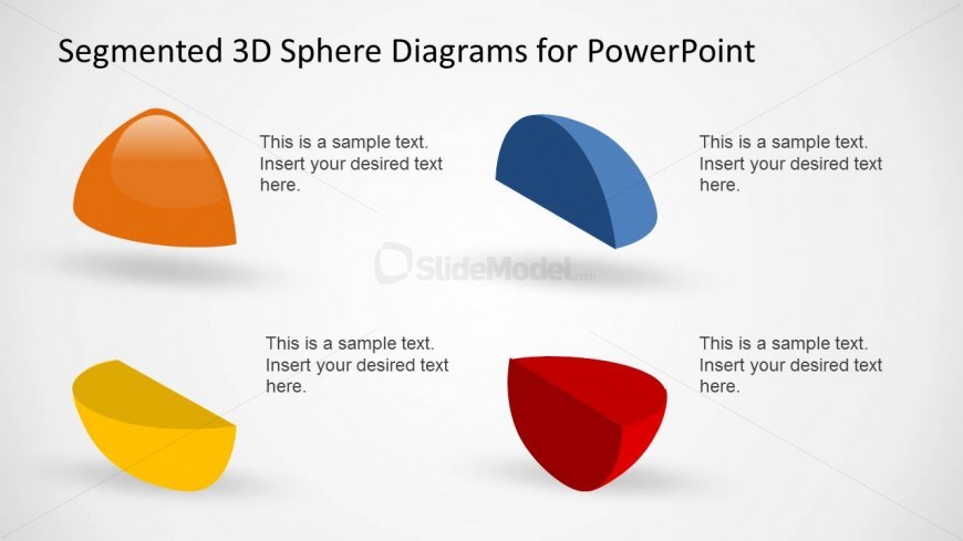 4 Isolated Sphere Parts in a PowerPoint Slide