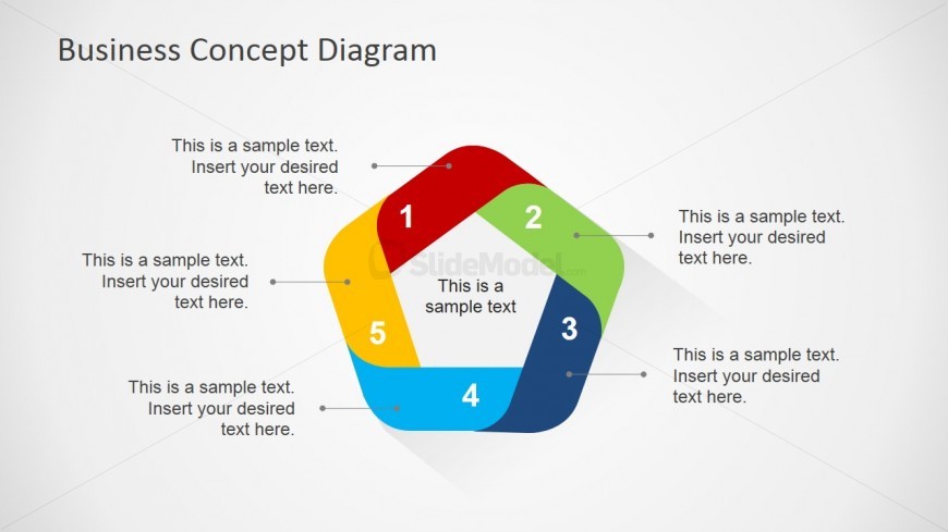 5 Step Business Concept Slide Design with Placeholders