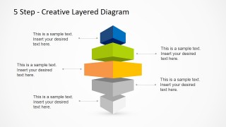 Vertical 5 Step Creative Layered Diagram