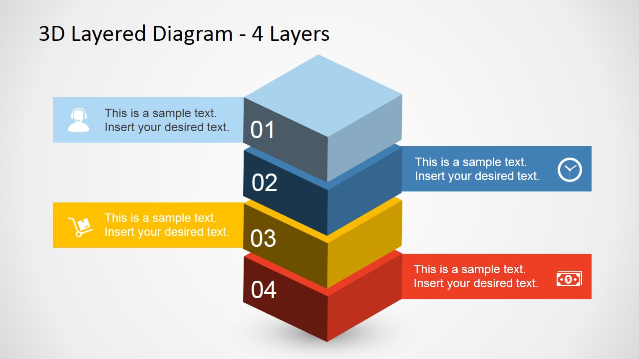 4 Levels 3d Layered Diagram For Powerpoint Slidemodel 0207