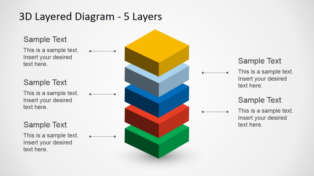 six items 3d layers chart with icons and text... 6601-3d-05-layered-diagram-1 - SlideModel