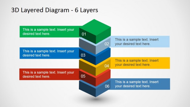 six items 3d layers chart with icons and text... 6601-3d-06-layered-diagram-2 - SlideModel