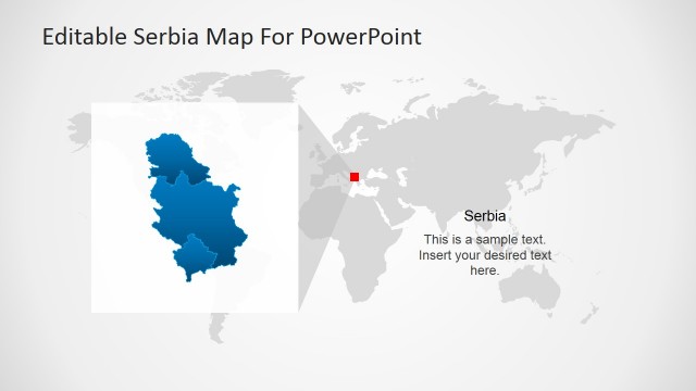 Flat Worldmap with Serbia Map Magnified