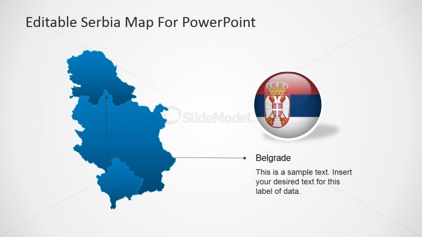 Flat Serbian Map with Belgrade GPS Location