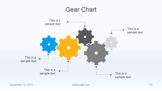 Flat Business Slide with 4 Gear Shapes & Simple Process Flow