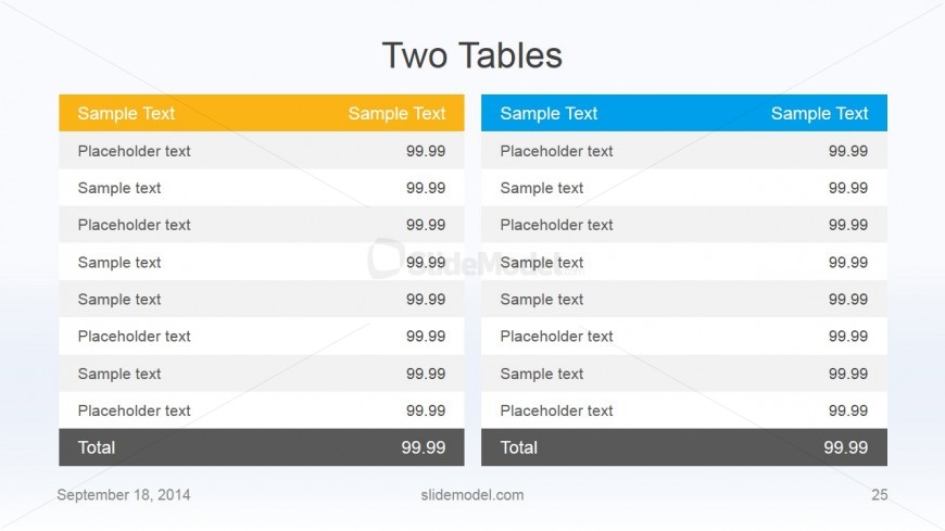Flat Business 2 Tables Same Slide