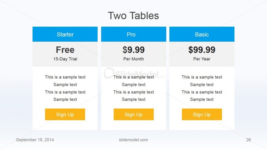Flat Business Pricing Table Design for PowerPoint