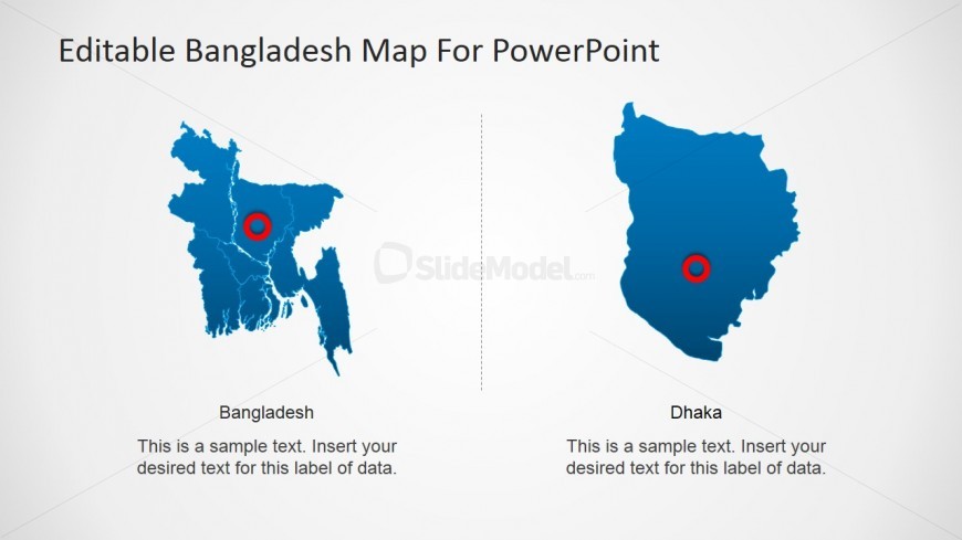 PowerPoint Map of Bangladesh with Dhaka Highlighted