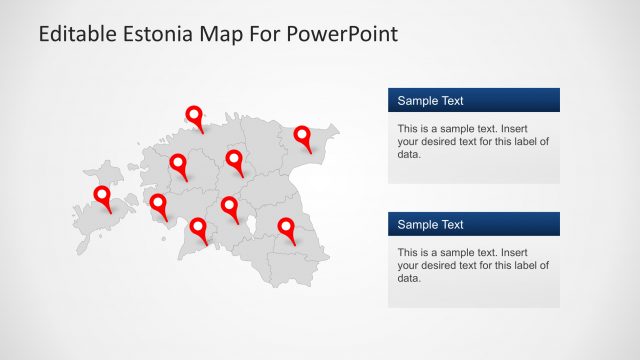 Political Outline map of Estonia for PowerPoint