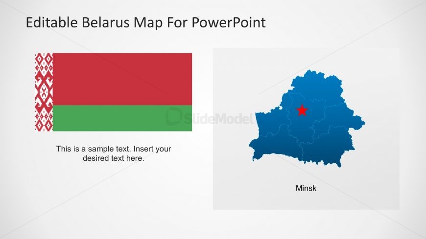 PPT Map Templates of Belarus with Minks Capital Highlighted