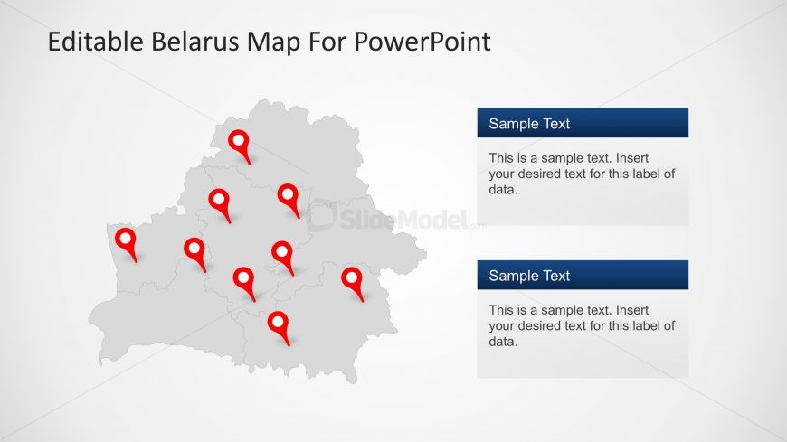 Belarus Editable PowerPoint Map with Location Markers