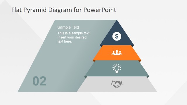 Flat Pyramid Diagram 4 Steps – 2 Level