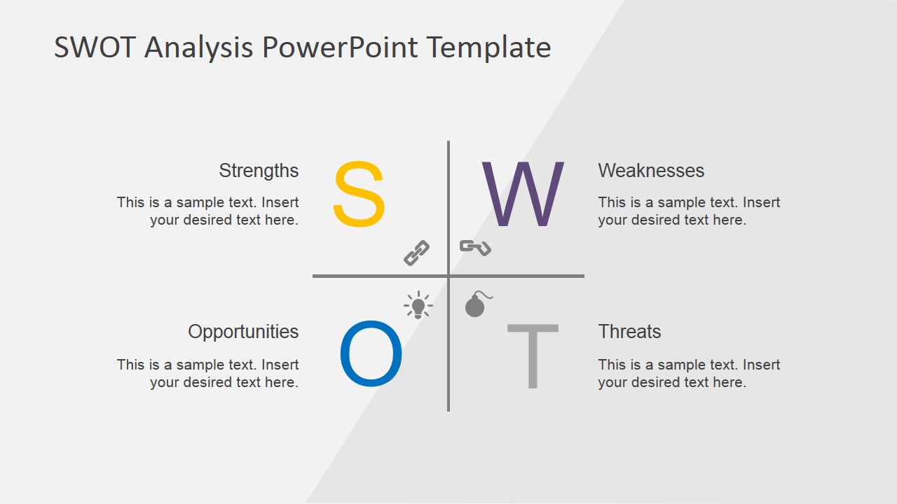 Creative SWOT Flat Design Diagram for PowerPoint - SlideModel