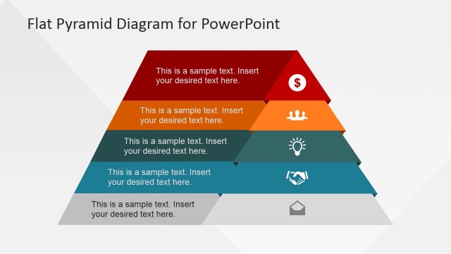 5 Levels Flat Pyramid Diagram Template for PowerPoint