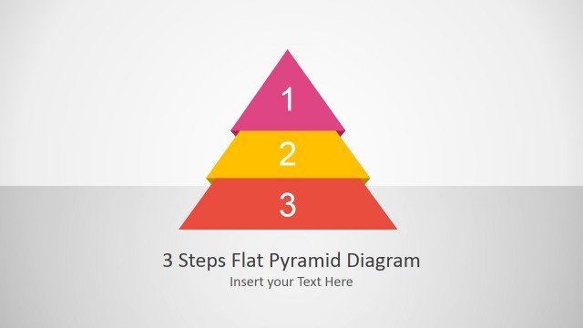 3 Steps Flat Pyramid Diagram Template for PowerPoint