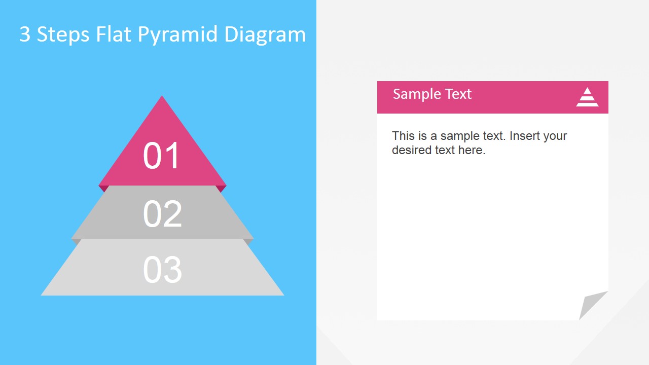 3 Steps Flat Pyramid Diagram Template For Powerpoint 1454