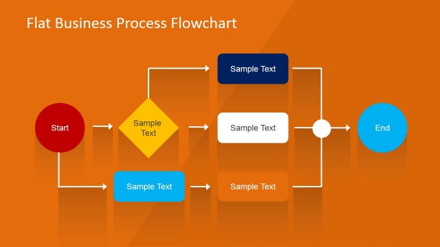 Flat Business Process Flowchart for PowerPoint
