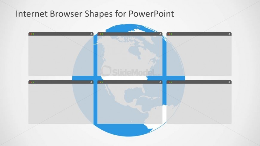 Multiple Web Browsers Illustration for PowerPoint & North America in the Background