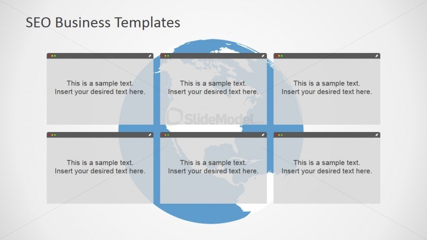 6 Text Boxes Slide Design for PowerPoint with Globe