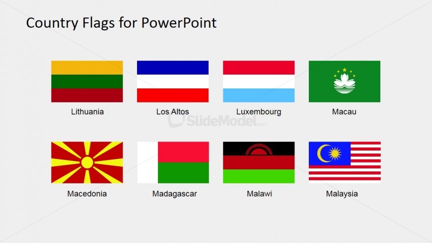 Shapes for PowerPoint of Editable Flags