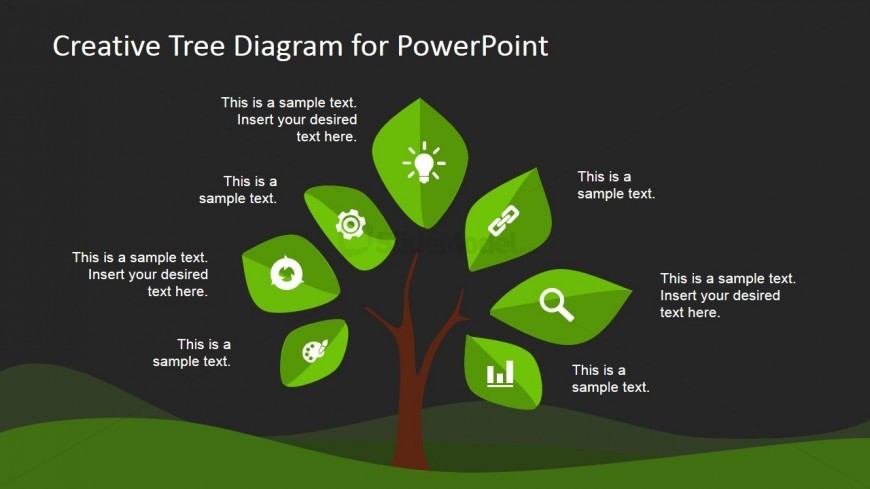 Dark Creative Tree Diagram with Icons