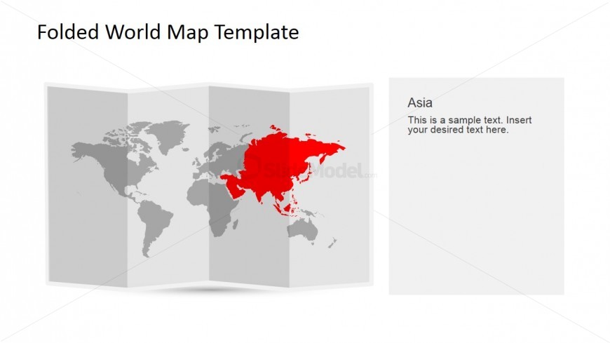 Asia Clipart for PowerPoint in a 3D Folded World Map