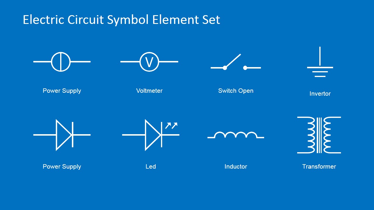 Electric Circuit Symbols Element Set For PowerPoint