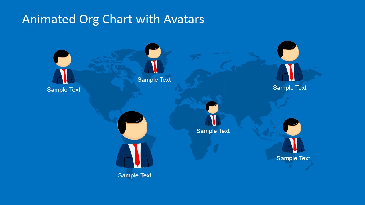 World Map Organizational Chart with Avatars