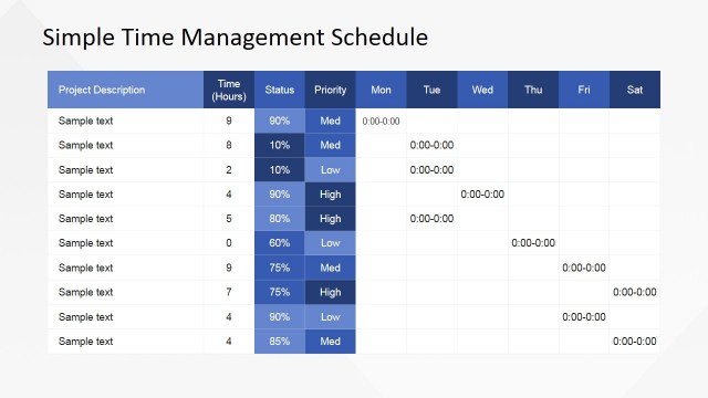 Simple Time Management PowerPoint Table