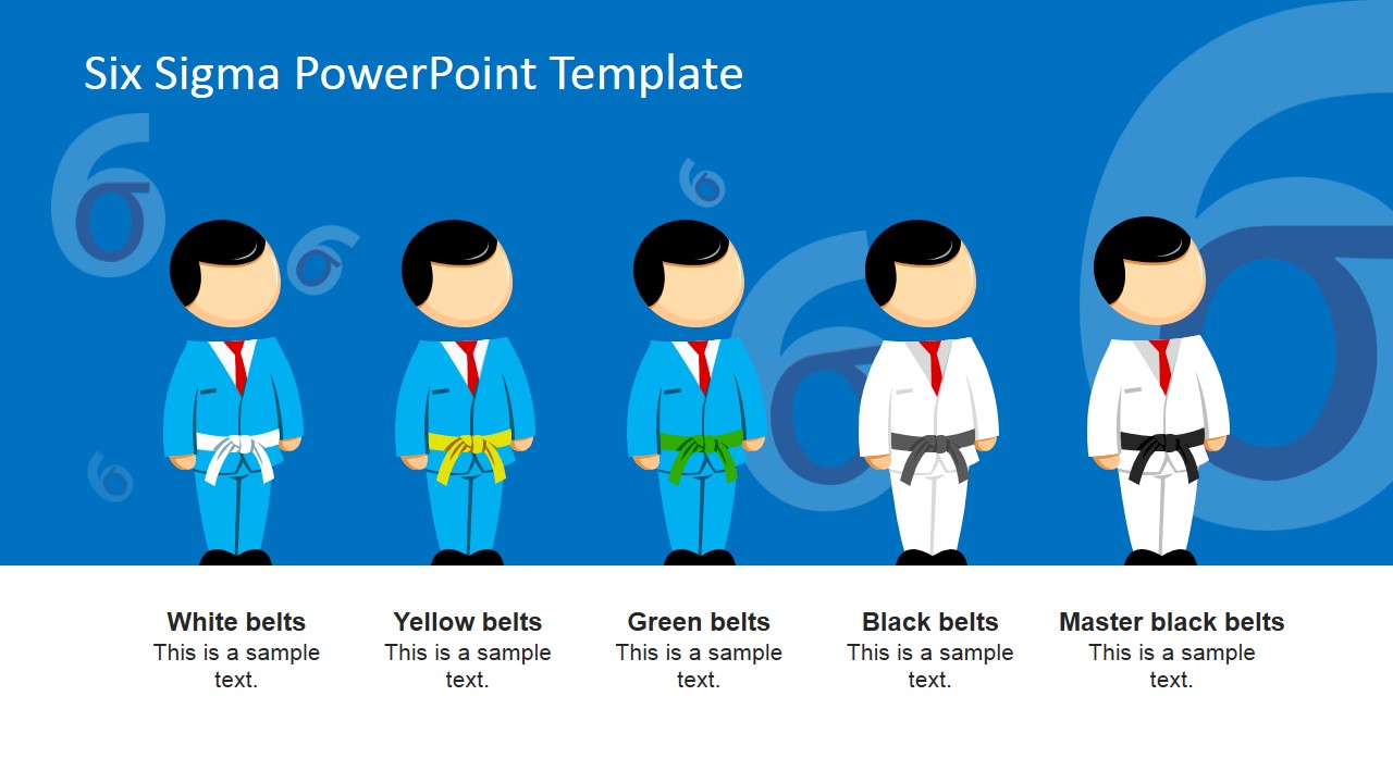 Communicatie netwerk blouse planter Six Sigma Belts PowerPoint Template - SlideModel