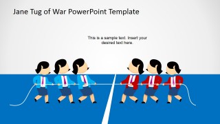 Female Cartoon Playing Tug of War for PowerPoint