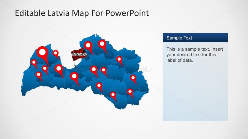 PowerPoint Map of Latvia with Markers
