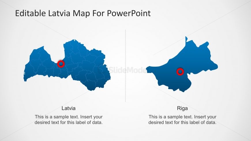 PowerPoint Map of Latvia with Capital City