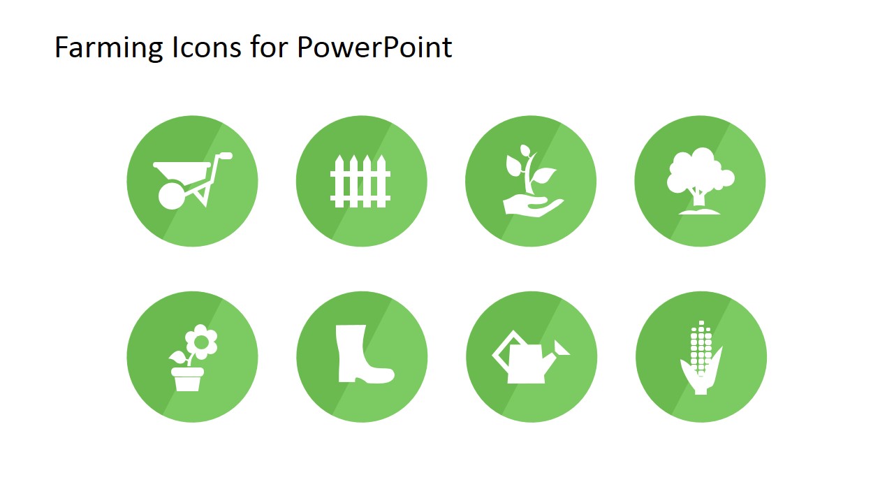 Eight Farming Icons for PowerPoint on Agriculture