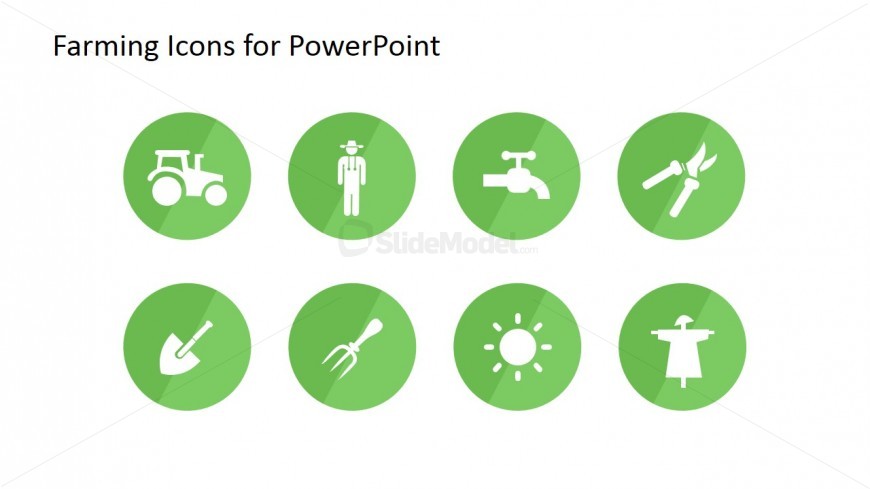 PowerPoint Icons Flat Design Featuring Farming Scenes