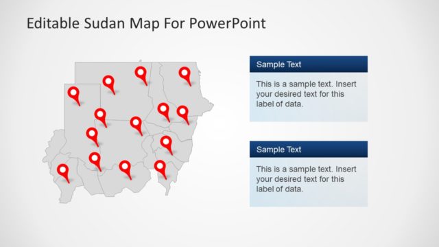 Sudan Pin Maps Shapes PowerPoint