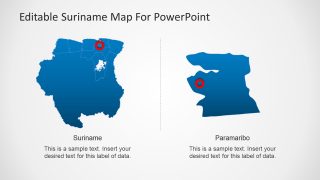 Blue Map of Suriname and Paramaribo