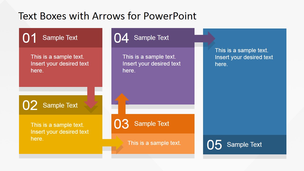Text Boxes Table With Arrows For Powerpoint Slidemodel 3415