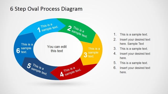 6 Step Oval Process Diagram Template for PowerPoint