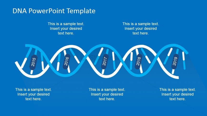 Blue Palette DNA Strands Timeline Design for PowerPoint