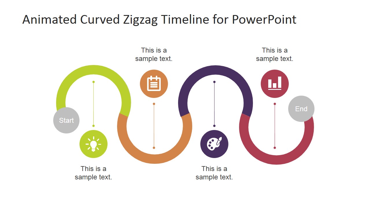 PowerPoint Curved Timeline with Icons