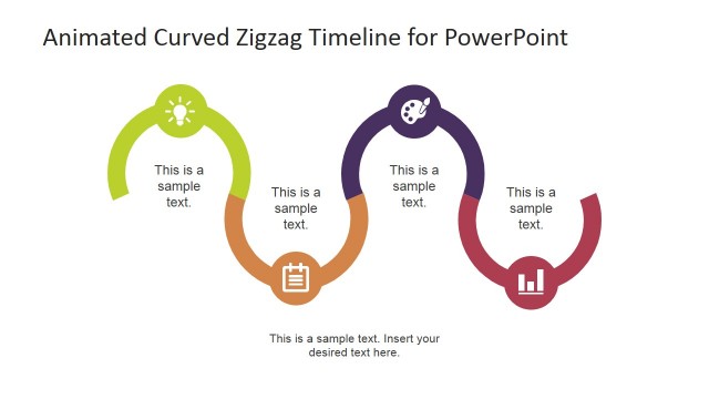 Circled Zig Zag Roadmap Described for PowerPoint