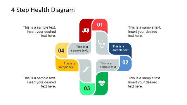 4 Step Cross Healthcare Diagram for PowerPoint