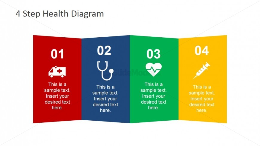 Four Steps Folded Origami Diagram with Healthcare Clipart