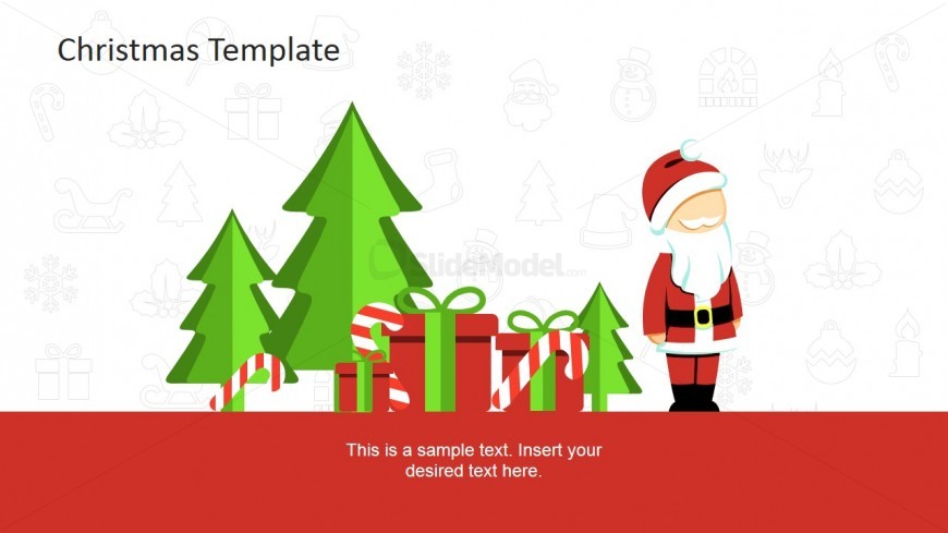 PowerPoint Scene Clipart with Christmas Tree and Candy Cane
