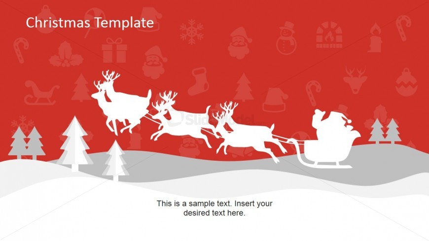 PowerPoint Shapes of Reindeer and Santa Claus Sledge